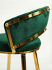 Krzesło barowe plecione półhoker TESSA VELVET zielony na złotym stelażu
