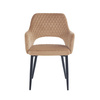 Wygodne krzesło do jadalni z podłokietnikami FRANCO B ciemny beż na czarnych nogach