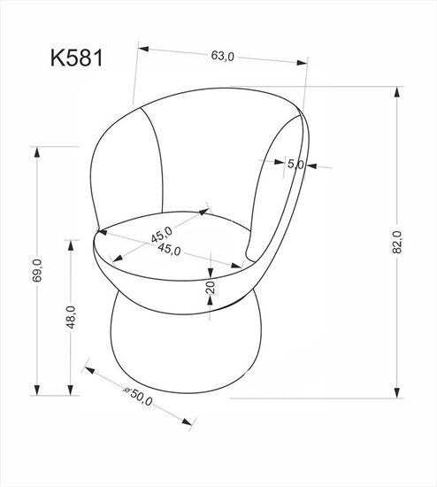 Krzesło z funkcją obrotu K581 w szarej tkaninie