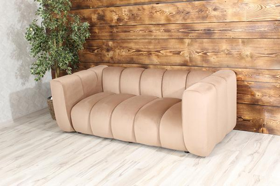 Sofa dwuosobowa welurowa na recepcję nowoczesna SOMA 2 tapicerowana ciemny beż