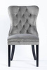 Krzesło na sprężynach pikowane z kołatką i ćwiekami HUGO szare