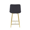Welurowe krzesło barowe niskie PROXI pikowane czarne na złotych nogach