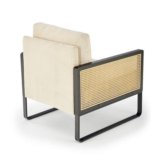 Stylowy fotel wypoczynkowy ILARIO w kolorze czarny/naturalny/jasny beż