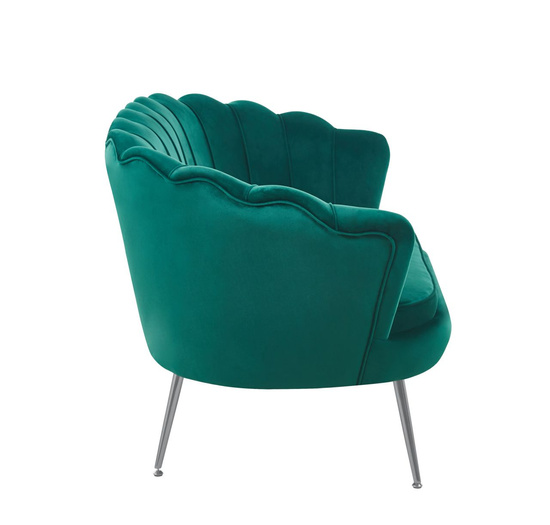 Sofa VIDAL w zielonym welurze na srebrnych nóżkach