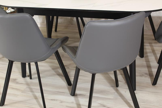 Tapicerowane krzesło do jadalni DORA | szara ekoskóra