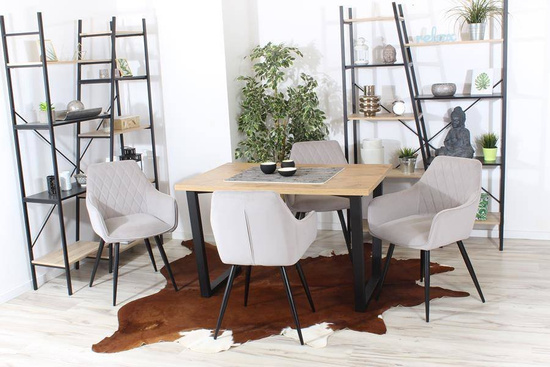 Tapicerowane krzesło z podłokietnikami CARBO | szary welur, czarne nogi