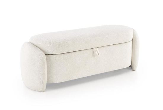 Ławka FICARIA w kremowej tkaninie boucle