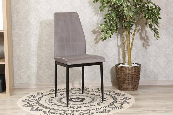 Krzesło z weluru z pionowymi przeszyciami KONGO szare