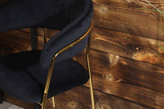 Krzesło barowe w stylu glamour MARGO czarny welur /złoty