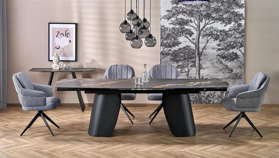 Krzesło obrotowe w tkaninie boucle K570 w popielatym kolorze