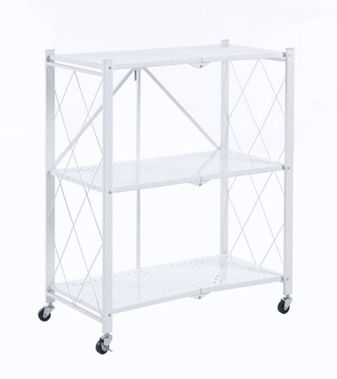 Metalowy regał składany z trzema półkami BRUNO 3P biały