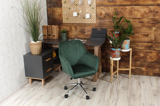 Fotel kubełkowy do biurka  FABIO zielony/chrom