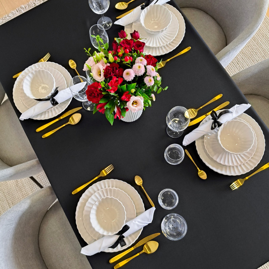Obrus Plamoodporny z Mereżką Hanah Czarny 120x200