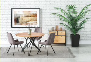 Nowoczesny okrągły stół PIXEL 2 dąb złoty/ czarny