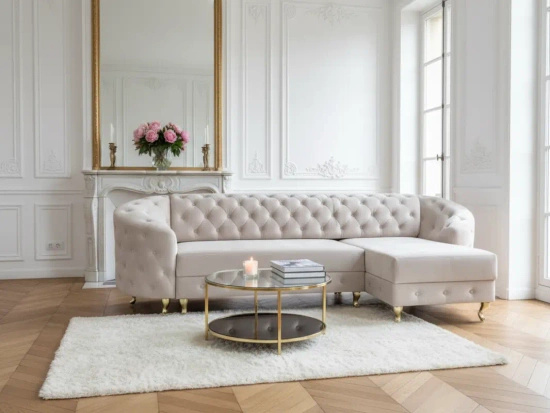 Stylowy narożnik glamour LUCILLE z funkcją spania