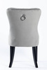 Krzesło na sprężynach pikowane z kołatką i ćwiekami HUGO szare