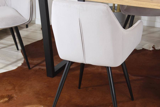 Tapicerowane krzesło z podłokietnikami CARBO | szary welur, czarne nogi