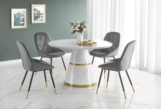 Elegancki zestaw glamour stół okrągły VEGAS z 4 krzesłami