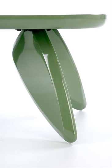 Designerska ława SORAYA w kolorze jasnej zieleni z lakierowanym wykończeniem