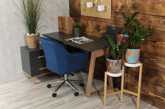 Fotel kubełkowy do biurka FABIO granatowy/chrom