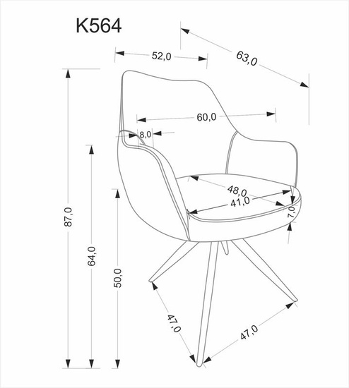 Krzesło z funkcją obracania K564 w popielatym kolorze