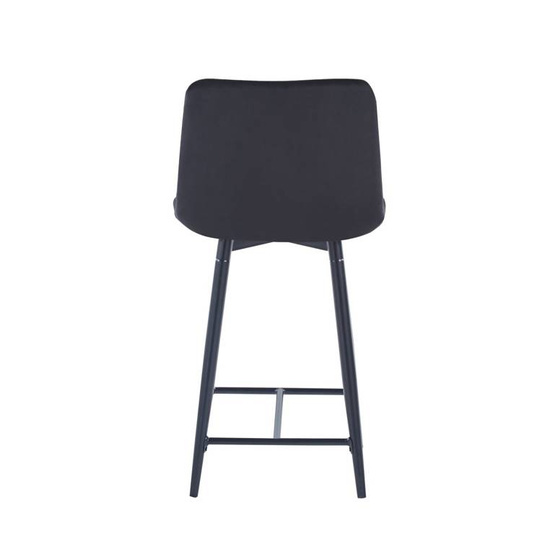 Welurowe krzesło do wyspy niskie PROXI pikowane czarne na czarnych nogach