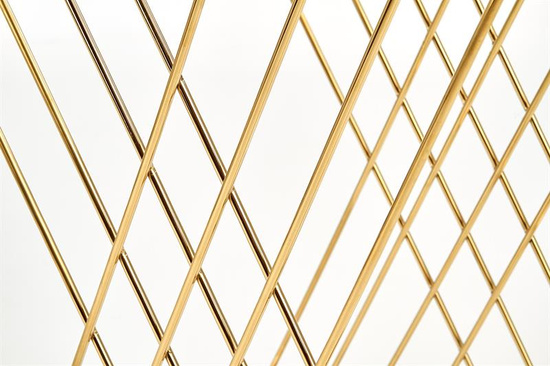 Nowoczesna ława NANCY w kolorze złotym z transparentnym blatem