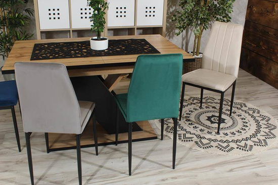 Krzesło z weluru z pionowymi przeszyciami KONGO szare