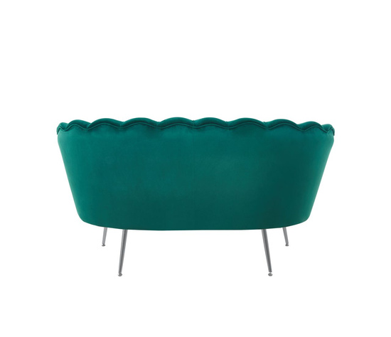 Sofa VIDAL w zielonym welurze na srebrnych nóżkach