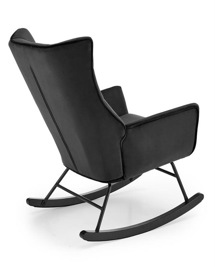 Fotel bujany BAZALTO w czarnym welurze