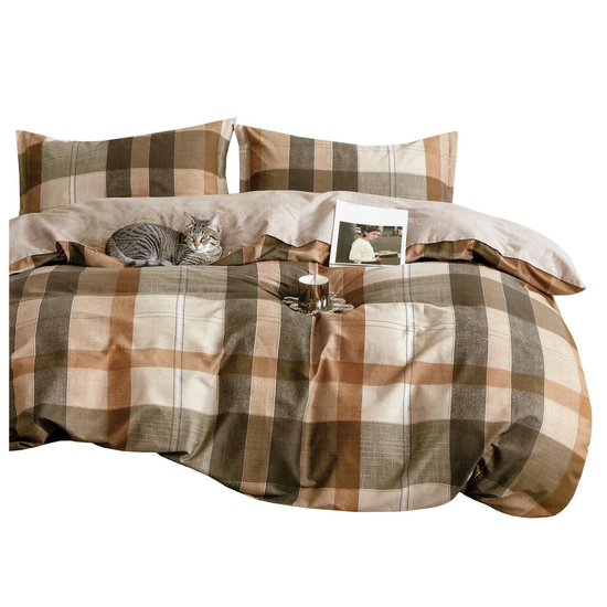 Pościel w kratkę 160 x 200 3cz Satyna Bawełniana nr A1815