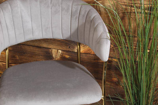 Krzesło barowe w stylu glamour MARGO szary welur /złoty