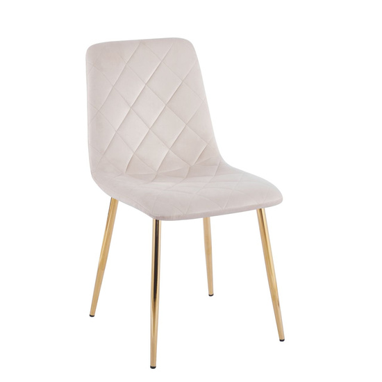 Stylowe krzesło welurowe ADEL beżowe ze złotymi nogami