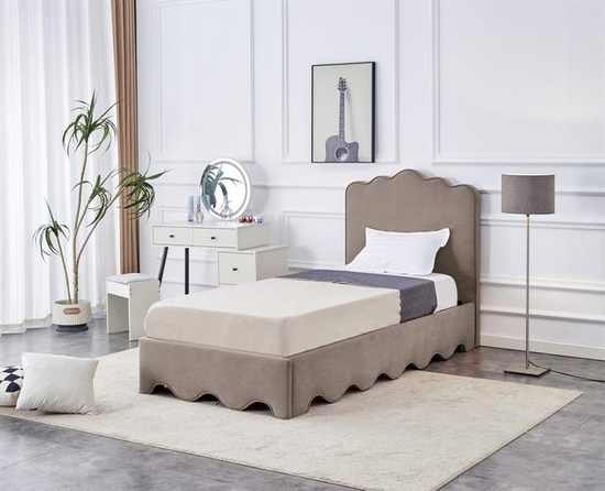 Łóżko tapicerowane ORSO 90 cm beżowe mat velvet MAVEL