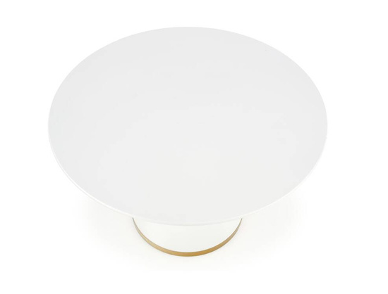 Zestaw stół glamour okrągły VEGAS z 4 krzesłami K437 biały ze złotymi pasami