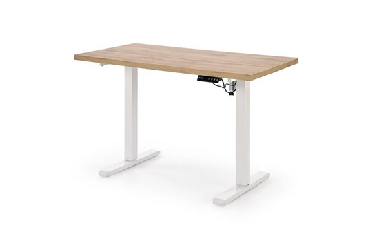 Biurko z elektryczną regulacją wysokości B54 w kolorze dąb artisan na białym stelażu 120 cm