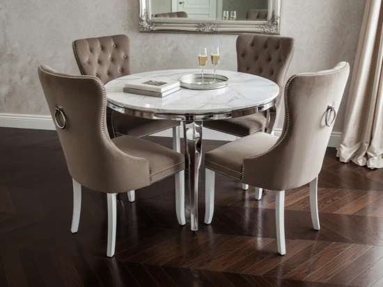 Pikowane krzesło tapicerowane GOLDI proste nogi