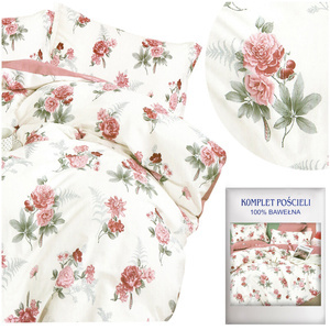 Pościel w róże 200 x 220 3cz Satyna Bawełniana nr A1663