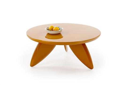 Nowoczesna ława SORAYA 2 w kolorze musztardowym z lakierowanym blatem