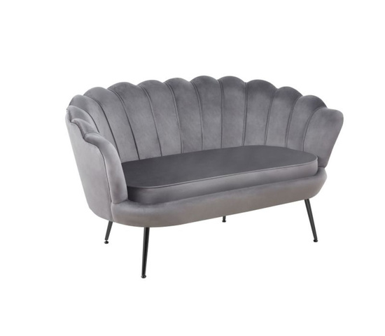 Sofa VIDAL w szarym welurze na czarnych nóżkach