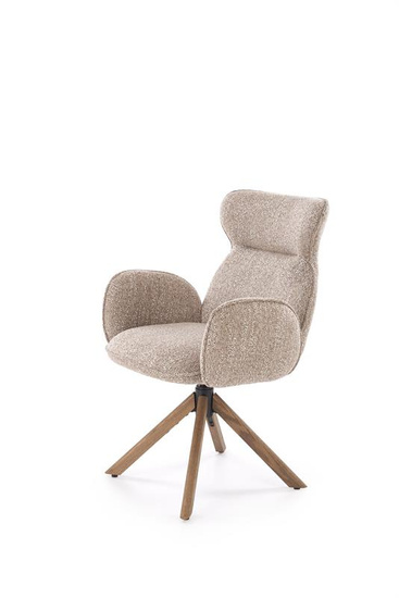 Krzesło z funkcją obracania K585 w kolorze ciemnego beżu i jasnego orzecha