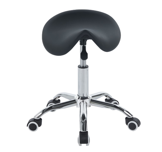 Taboret obrotowy siodło RIDER czarny na kółkach