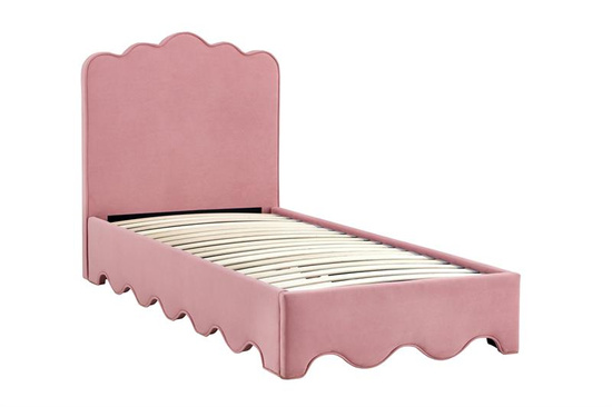 Łóżko tapicerowane ORSO 90 cm różowe mat velvet MAVEL