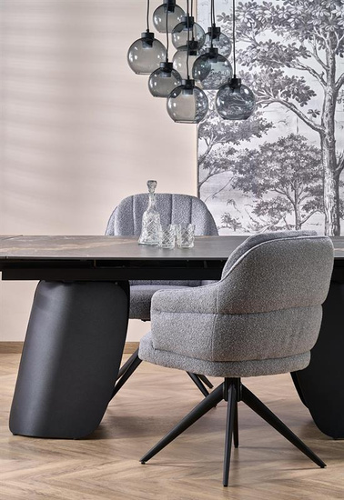 Krzesło obrotowe w tkaninie boucle K570 w popielatym kolorze