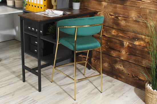 Krzesło barowe w stylu glamour MARGO zielony welur /złoty