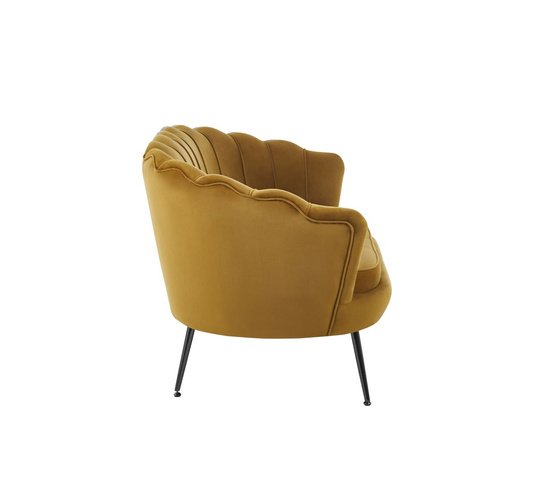 Sofa VIDAL w miodowym welurze na czarnych nóżkach