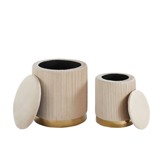 Zestaw dwóch puf DUOBOX w kolorze beżowym