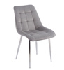 Welurowe Krzesło do jadalni IVO szare ze srebrnymi nogami