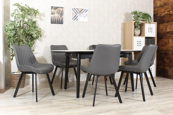 Tapicerowane krzesło do jadalni DORA | szara ekoskóra