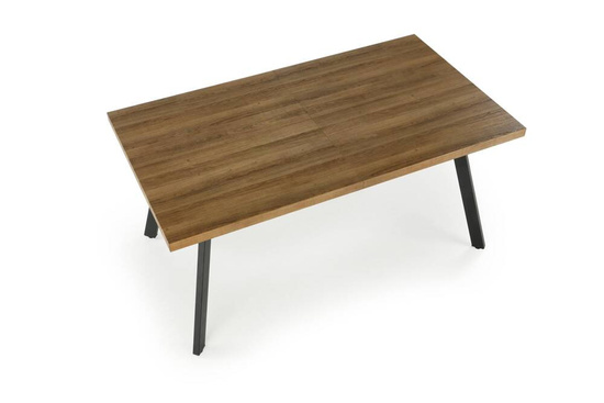 Stół rozkładany BERLIN (160/220 cm) z orzechowym blatem i czarnym stelażem